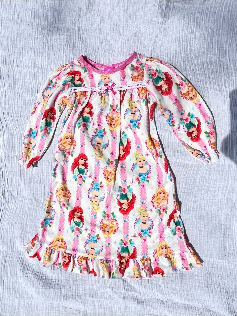 Girls' Pink Disney Princess Nightgown - Soft Long Sleeve Pajama Dress